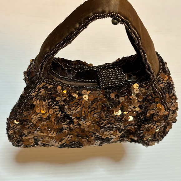 Vanessa Small Brown Sequin Evening Purse - Picture 2 of 10